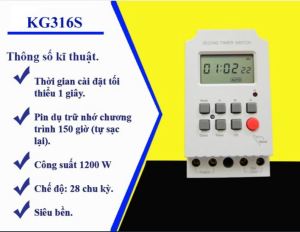 Timer hẹn giờ KG316S Tối thiểu 1 giây 28 chương trình Chu kỳ ngày