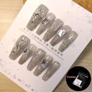 Flash Sale Ready Stock Full HANDMADE Artificial Nail Art Cat Eye pearl press on nail set with Glue Phototpy Nails Reusable and Removable