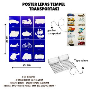 Poster Interaktif - Poster Lepas Tempel Transportasi - Poster Lepas Tempel Edukasi Anak / B B