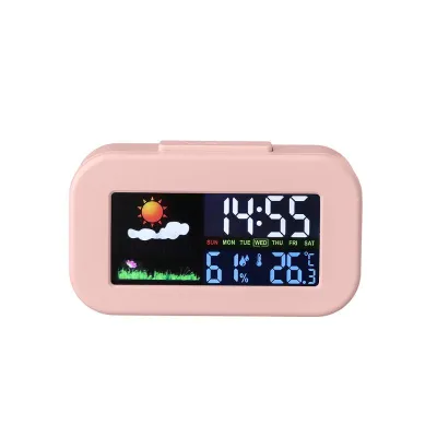 QIUWU Thông minh Trạm thời tiết đồng hồ với màu sắc hiển thị-Temp & độ ẩm Màn hình backlit cho trẻ em & thanh thiếu niên phòng ngủ ký túc xá bàn