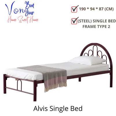 Von Bonjour ALVIS Metal Single Bed Frame / Pull Out Bed Frame / Full Set Bed Frame ( Free Shipping) [No Mattress]