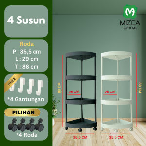 MIZCA Rak Susun Serbaguna rak skincare Rak Sudut Plastik Jumbo Buku Sepatu bumbu Dapur Toilet Roda Gratis Kait