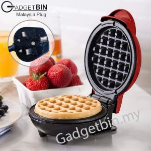[MSIA 3PIN] Gadgetbin Mini Waffle Maker Non Stick Waffle Machine DIY Kitchen DIY Cake Baking Breakfast Machine -Red