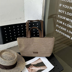 Korean-style high-end minimalist aesthetic large-capacity mesh tote bag Lightweight multi-compartment shoulder bag Womens Commuting and Beach Vacation New 2026 Summer #7603