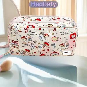 Heabety Cute Tomato Apple Cat Printed Pencil Bag Student Large Capacity Multi-layer Stationery Storage Bag Gift