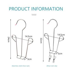 1/5PCS Portable Stainless Steel Shoe Drying Rack Hanging Space Saving Drying Shoe Hook Windproof Shoe Drying Artifact