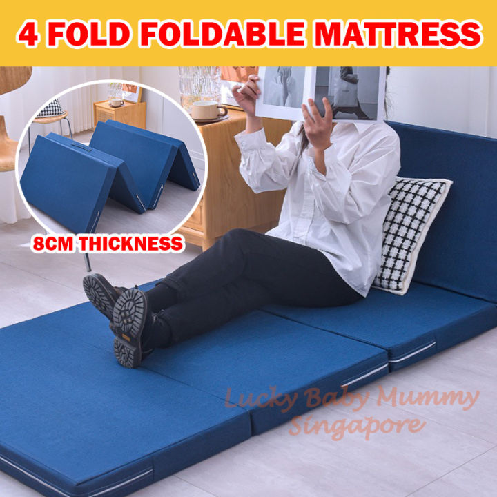 4Fold 8cm Thickness Foldable Mattress Topper Single Mattress Sponge