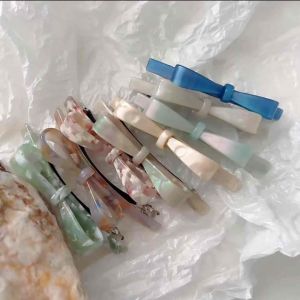🇲🇾 Women Fashion Korea Claw Ribbon Clip Marble Textured Acetate Mermaid Hair Clip Hair Claw Hair Accessories Klip Wanita