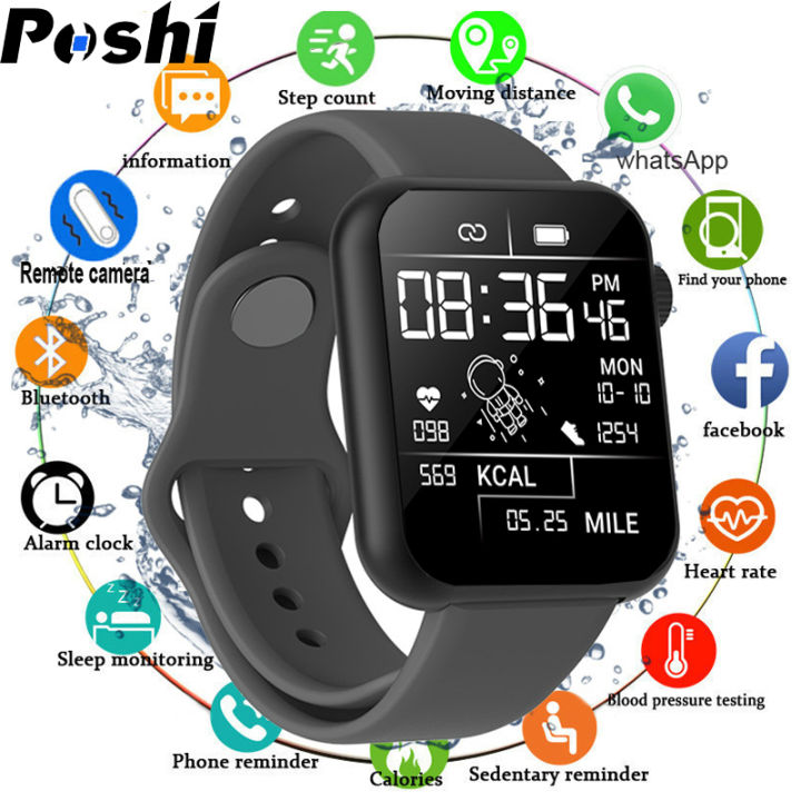 POSHI Original Smart Watch Men Heart Rate Monitor Fitness Tracker