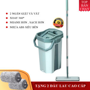 Chổi lau nhà- Bộ cây lau nha thông minh xoay 360 tự vắt thông minh 2 ngăn giặt và vắt riêng biệt tiện dụng lau sạch hiệu quả hơn - Cây lau nhà đa năng thông minh