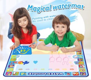 AliToys Magic Water Drawing Mat Doodle Mat Writing Painting Mats Board with 4 Magic Pens Learning Toy Big Size 100X100CM Educational Toys for Kids and Boys Birthday Gift