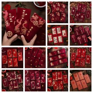 Yondo 聘金红包袋wedding red packet结婚红包封 囍字红包封 喜红包wedding angpao Hot Gold New Year Red Envelope Chinese Horse Year Hard Paper Chinese Money Envelopes Blessing Lucky Pocket 6Pcs Mixed Red Packet Spring Festival