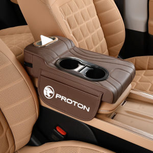 Center Console Cover Car Armrest Heightening Pad with 2 Storage Cup Holder Multifunctional Organizers Tissue Box Side Pockets For Proton X50 Saga Persona X70 Iriz Exora X90 S70 Wira Waja Ertiga Preve Satria