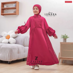 Dress Anak Perempuan Pesta Kondangan Maxmara Mix Brokat Lace Chantilly - Panjang  Muslim Syari Sarimbit Mewah Tali Siku Lengan - Couple Gamis Baju