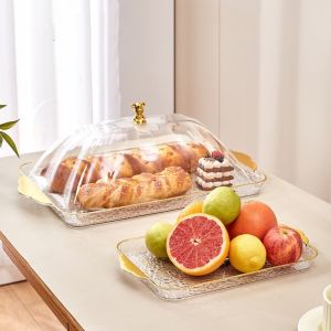 MICANGP Plastic Fruit Tray Exquisite with Lid Storage Display Plate Kitchen Organizer Reusable Candy Storage Box Living Room