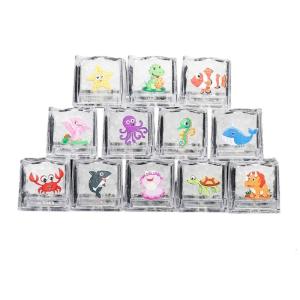 12PCS Waterproof LED Glowing Ice Block Block For Bath Fun Cartoon Theme Light Up Toy Block Kids Family Holiday Activity