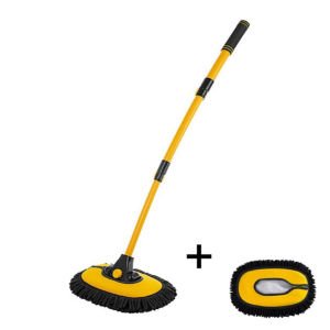 【SKIT SG】2-in-1 Car Cleaning Brush Car Wash Brush Telescoping Long Handle Cleaning Mop Chenille Micro Fiber Broom Car Cleaning Tool Care Kit Car Wash Mop Chenille Three-Section Telescopic Special Brush Soft Hair Cleaning Car Washing Tool Extendable Pole