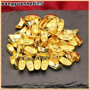 [WYH Store] 👗 10pcs Ingot Gold Chinese Yuan Bao Wealth Golden Statue Ingots Decor Ornament Decorative Year New Bar Lucky Money Prosperity