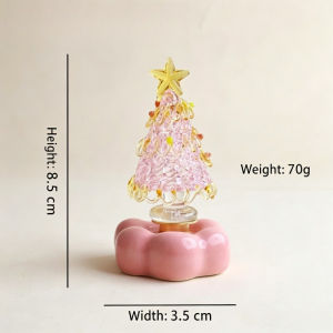 Rotating Crystal Glass Xmas Tree Cloud Base Desk Ornament Holiday Gift Home Table Desktop Decor