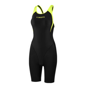 YINGFA ชุดว่ายน้ำชุดว่ายน้ำนักกีฬาระดับมืออาชีพสำหรับผู้หญิงสีดำคลุมท้องและการฝึกให้ผอมกันน้ำกันคลอรีน