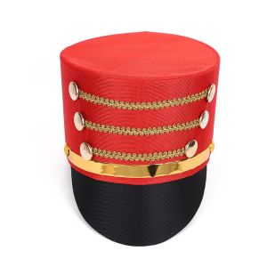CAEDU Cosplay Show Marching Band Hat Gold Trim Strips Hat-nutcrackers Soldier Top Cap Masquerade Themed Party Drum Major Master Hats Halloween