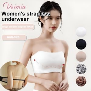 Strapless Invisible Bra Womens Push-Up Anti-Slip Wire-Free Bra Bralette Anti-Exposure Beautiful Back Thin Bra Invisible Underwear Bra With Detachable Straps - Breathable Ice Silk Fabric | No Compression防滑防下垂礼服款抹胸内衣