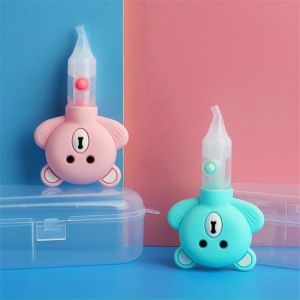 Dụng Cụ Hút Mũi Cho Bé Bóp Tay Không Cần Điện Silicone Hình Gấu Tháo Rời Có Hộp Đựng Tiện Mang Theo