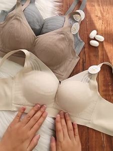 SHAN Plus Size Women Wireless Seamless Mulberry Silk Bra Push Up Minimizer Anti Sagging for Small Bust Side Control