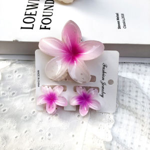 Jepitan Rambut 3in1 Cantik Model Bunga Kamboja Hair Clip Bunga Bali Aksesori Rambut Wanita Jepit Rambut Plumeria Warna Soft DBI