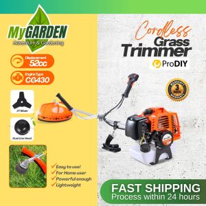 PRODIY Wireless Grass Trimmer 52CC Brush Cutter Orange Grass Trimmer Heavy Duty Steel Blade CG430 Mesin Rumput Powerful