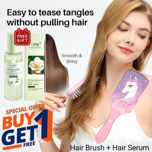 (buy 1 free 1)Stlys Hair Scalp Massage Comb Hairbrush Nylon Women Wet Dry Curly Detangle Hair Brush Salon Sikat Rambut +hair serum minyak rambut