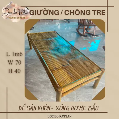 Chõng tre-Giường tre sơn làm chắc chắn siêu bề- Giường tre cho mẹ bầu xông hơ Chõng tre sân vườn