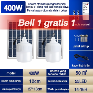 【beli 1 grati 1】lampu led tenaga surya lampu pengisian darurat di bohlam matahari bisa 600W tahan air IP67 Luar ruangan langsung lampu led rumah perlengkapan natal 2024