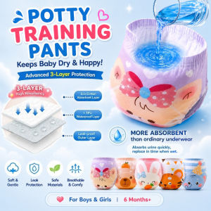 Baby Training Pants Reusable Cotton Diaper Pants Waterproof Leakproof Breathable Potty Underwear for Toddlers
