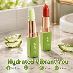 Lipstick Color Changing Moisture Balm Hydrating Glossy Finish Long Wear Smooth Texture Travel Friendly Daily Makeup