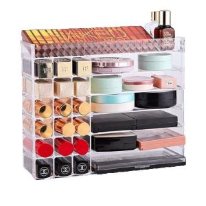 26 Slot Clear Acrylic Lipstick Organizer | Eyeshadow Makeup Vanity Transparent Storage Tool Holder