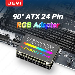 JEYI ATX 24Pin 90° RGB Adapter 18 Light Modes Female to 24Pin Male 90 Degree Motherboard Power Adapter for Desktops PC Supply