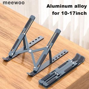 Meewoo Laptop Stand Aluminum Alloy Material Foldable Portable Laptop Heighten Bracket Notebook Stand Compatible with 7-17 Inch Apple Macbook Huawei Lenovo