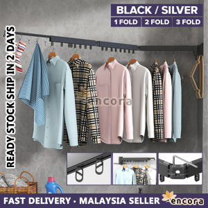 Encora Foldable Wall-Mounted Clothes Drying Rack Rak Lipat Penyidai Baju Clothes Hanger Space Aluminium Material 折叠式晒衣架