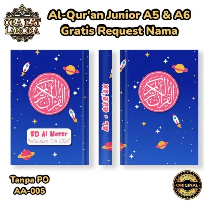 Gratis Custom Nama & Foto - Al Quran Anak Hardcover Ukuran A5 & A6 Latin Terjemahan / Mushaf Al-Quran Khat Itsmani 15 Baris Ayat Pojok / Cover Bukan Di Sticker - Ora Eat Labora