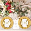 Gold Charger Plates Set 13 Inch Round Charger Plate Bulk Plastic Charger for Dinner Wedding Party Event Table Setting Decoration Plates With Engraved Baroque Design Rim Antique Plate Chargers for Dinner Plates Dinner Chargers. 
