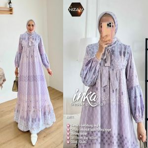 Dress kondangan Inka/ gamis jumbo murah premium/ Dress jumbo LD 110/ dress pesta kekinian/ Dress bahan ceruty