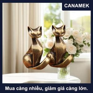 【CANAMEK】 Đồng thau mèo bức tượng cổ điển đồng thau điêu khắc máy tính để bàn thủ công trang trí nhỏ nhà văn phòng mèo bức tượng trang trí nội thất