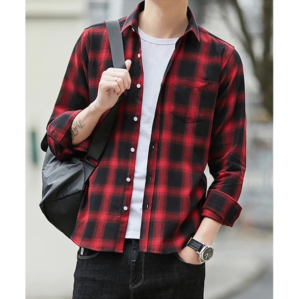 Long sleeve polo outlet checkered red