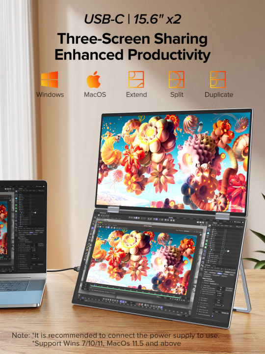 UPERFECT Delta จอภาพแบบพกพาสำหรับแล็ปท็อป PC,หน้าจอเมาส์ Mac Windows 15 ...