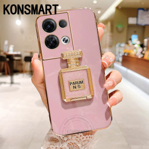 Konsmart Ốp Giá đỡ thiết kế nước hoa mới Ốp điện thoại tráng gương lấp lánh thời trang OPPO reno10 Pro Plus 8 8t 8pro 8Z 7 Z 7pro 6Z 6 Pro 5g Oppo A38 A58 A78 a17k A17 a77s A57 A77 A76 A96 A95 A74 a16 A55 A54 4G Vỏ cạnh thẳng Oppo reno8 5G / RENO 8 Pro 5g