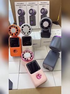 3600mAh 200 Speed Turbo Rechargeable ICE Cooling Mini Fan Portable Handheld Fan Neck Fan Folding Mini Air Conditioner