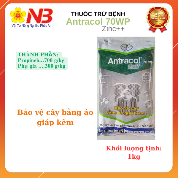 Thuốc trừ bệnh Antracol 70WP 1Kg  Áo giáp kẽm bảo vệ cây trồng- VTNN Năm Bưu