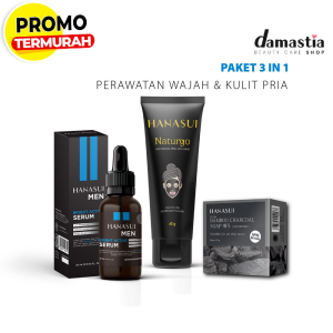 Paket Perawatan Wajah Dan Kulit Pria 3IN1 Hanasui Men Bright Active Serum Masker Naturgo Tube Sabun Bamboo Charcoal