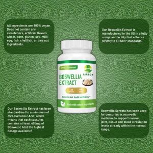 AIRBOY Boswellia Extract Capsules - Contains Boswellia Powder and Bioperene (Black Pepper Fruit Extract) - Boswellia Supplements 30/60/120 Capsules